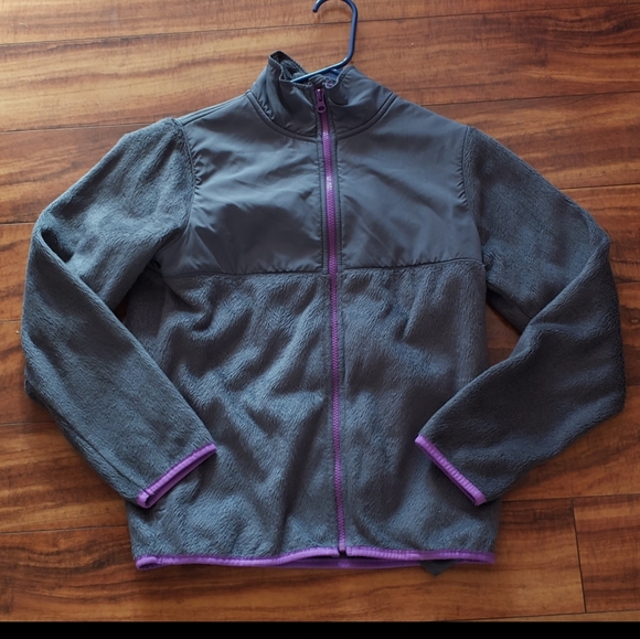 Old Navy XL gray purple fleece girls zip sweater - Picture 2 of 7